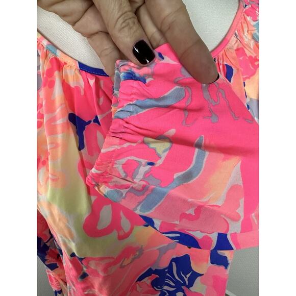 LILLY PULITZER Willa Peasant Blouse Hermosa Print Rayon New $128 - Picture 7 of 12